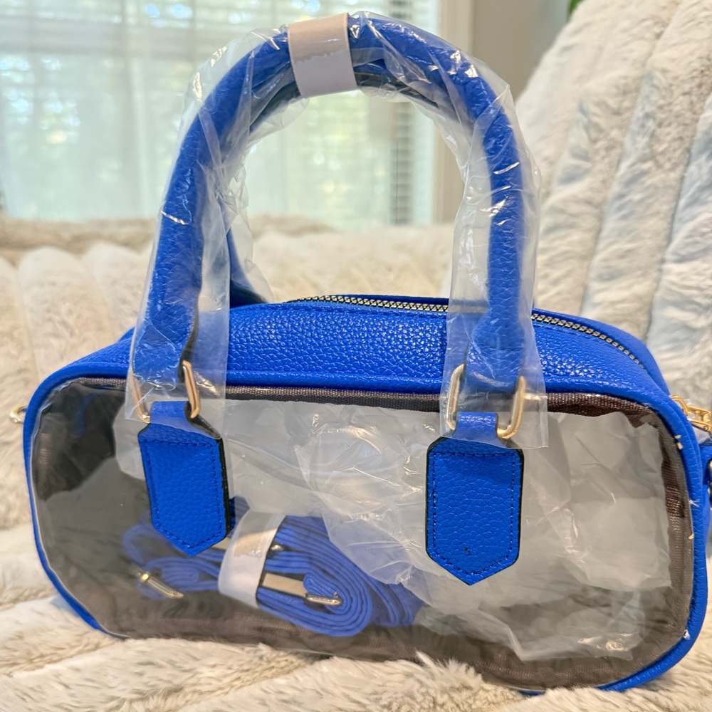 NEW Royal Blue Clear Stadium Crossbody Bag Small Rectangle Game Day Handbag